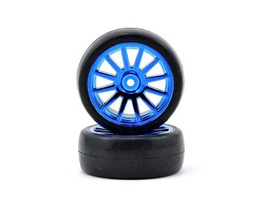 Traxxas kolo, disk 12-spoke modrý, pneu slick (2)