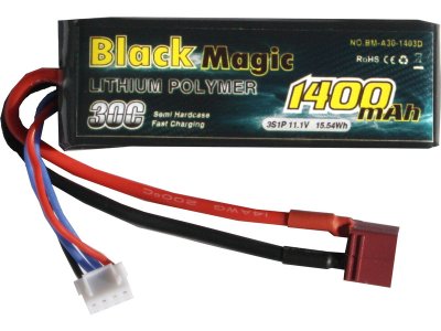 Black Magic LiPol Car 11.1V 1400mAh 30C Deans