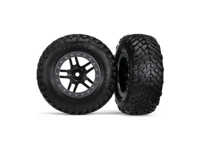 Traxxas kolo 2.2/3.0", disk SCT Split-Spoke černý-saténový, pneu SCT (2)