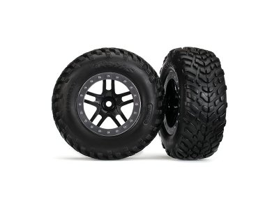Traxxas kolo 2.2/3.0", disk SCT Split-Spoke černý-saténový, pneu SCT (2) (2WD přední)