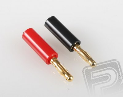 Banánek 4mm GOLD šroubovací (černý+červený)