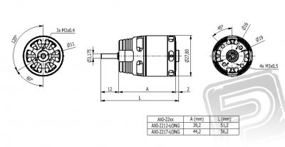 AXI 2217/20 V2 LONG střídavý motor