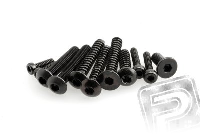 Imbusové šrouby s čočkovitou hlavou, samořezné M3x8mm (černé, 10 ks.)