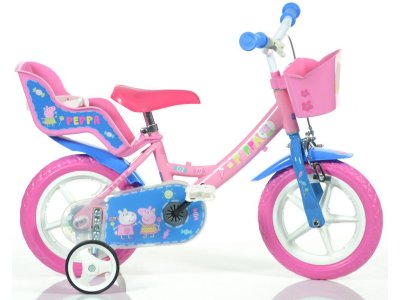 DINO Bikes - Dětské kolo 12" Pepa Pig se sedačkou a košíkem