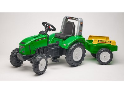 FALK - Šlapací traktor Farm lander Z240X s vlečkou zelený