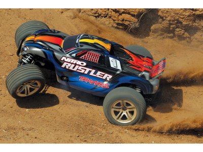 Traxxas Nitro Rustler 1:10 TQi RTR stříbrno-modrý
