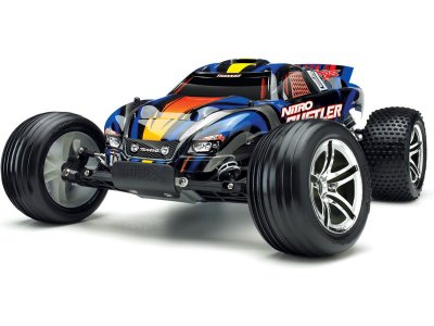 Traxxas Nitro Rustler 1:10 TQi RTR stříbrno-modrý