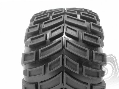 Nalepené Super Mudders gumy 155x85mm na chromových diskách, 2ks. pro Savage