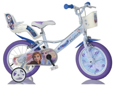 DINO Bikes - Dětské kolo 16" Frozen 2 se sedačkou pro panenku a košíkem