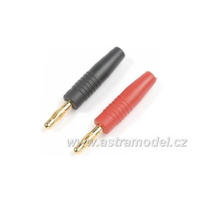 Banánky zlacené 4.0mm červená + černá (1 sada)