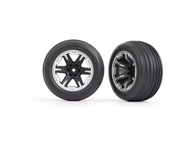 Traxxas kolo 2.8", disk RXT černý/polomatný chrom, pneu Ribbed (2) (přední)