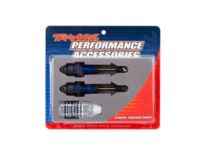 Traxxas tlumič GTR long hliník/PTFE modrý, pístnice TiN (2)