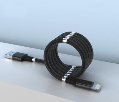 Magnetický samonavíjecí USB nabíjecí kabel (Lightning) (90 cm)