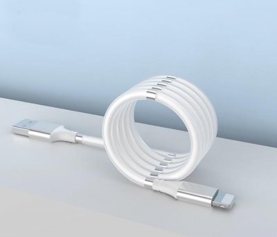 Magnetický samonavíjecí USB nabíjecí kabel (Lightning) (90 cm)