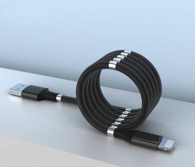 Magnetický samonavíjecí USB nabíjecí kabel (Lightning) (180 cm)