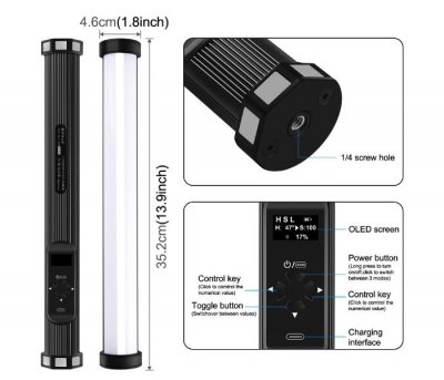 Magnetic Handheld RGB LED Light (With Battery)