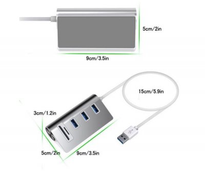 Dokovací stanice / čtečka karet 5v1 z hliníkové slitiny (USB 3.0)