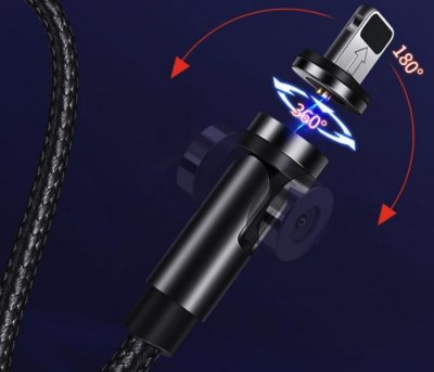 2.1A U59 Lightning Kabel s Otočnou Magnetickou Koncovkou (1m)