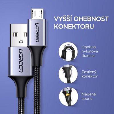 UGREEN Micro USB kabel 0.25m, bílý