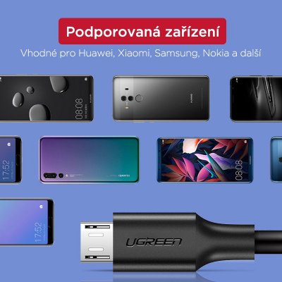 UGREEN Micro USB kabel 0.5m, černý