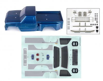 CR12 FORD F-150 modrá lexanová karoserie včetně nálepek a příslušenství