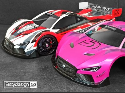 'HYPER-GT8' 1/8 GT čirá karoserie pro rozvor 325mm