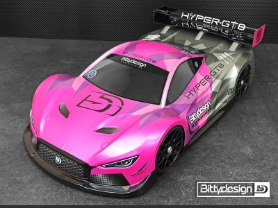 'HYPER-GT8' 1/8 GT čirá karoserie pro rozvor 325mm