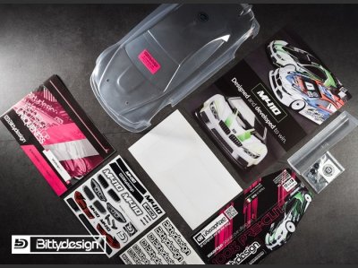 Karoserie čirá Bittydesign M410 - (190 mm) - lehká - předsekaná pro XRAY T4 17 a 18