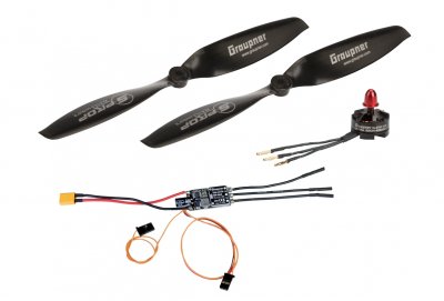Combo set Telemetr. regul. HOTT 35Amp SBEC + Ultra 2812-1200Kv lev. (CCW) + 2 vrtule