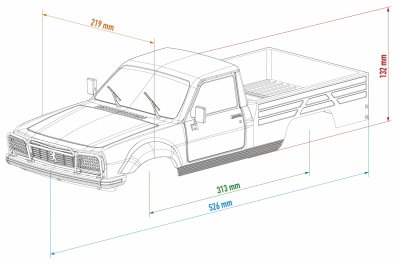 Čirá karoserie PEUGEOT 504 včetně příslušenství, licencovaná, 313mm