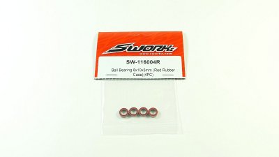 SWORKz kuličkové ložiska s červenou gum. prachovkou 6x10x3mm, 4 ks.