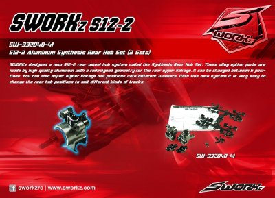 SWORKz S12-2 zadní hliníkové náboje kol včetně plastových vložek, 1 sada