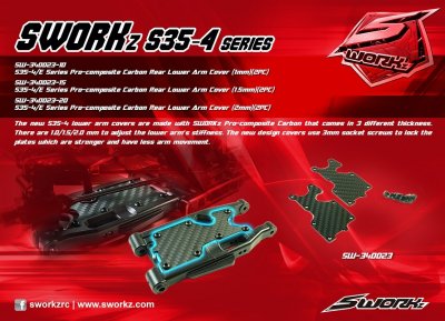 SWORKz uhlíková vzpěra spodní zadního ramena, 1,0mm, včetně šroubů, 2 ks.