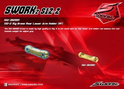 SWORKz S12-2 15g mosazný zadní spodní držák ramen, 1 ks.
