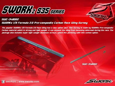 SWORKz PRO uhlíkový FLAP/hrana pro křídlo FORMULA 2.0 RACE, 1 ks.