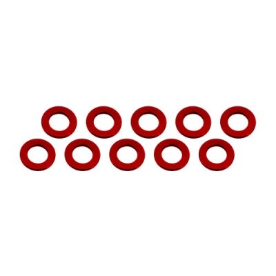 3x6x0,5mm hliníkové podložky červené, 10 ks.