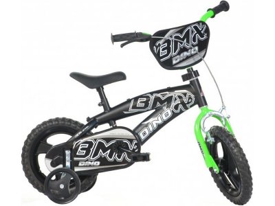 DINO Bikes - Dětské kolo 12" BMX černé/zelené