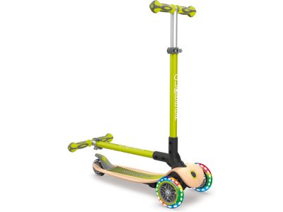 Globber - Koloběžka Primo Foldable Wood Lights Green