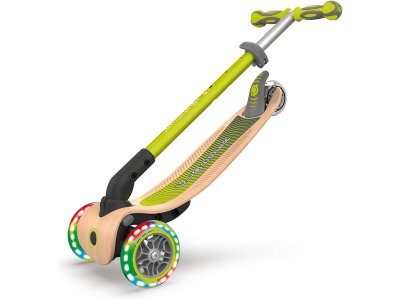 Globber - Koloběžka Primo Foldable Wood Lights Green
