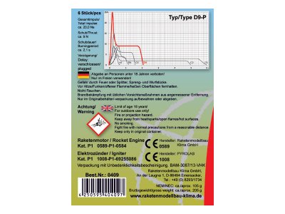 Klima raketový motor D9-P EL (6ks)