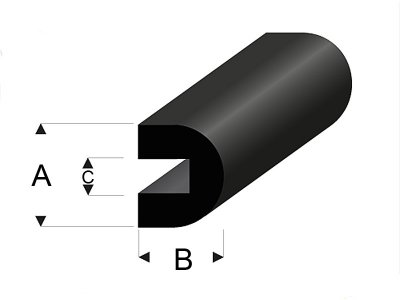 Raboesch profil gumový zaoblený s drážkou 6x5mm 2m