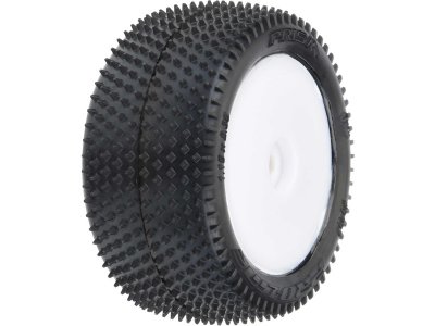 Pro-Line kolo 1:18, pneu Prism Carpet zadní, disk H8 bílý (2) (Losi Mini-B)