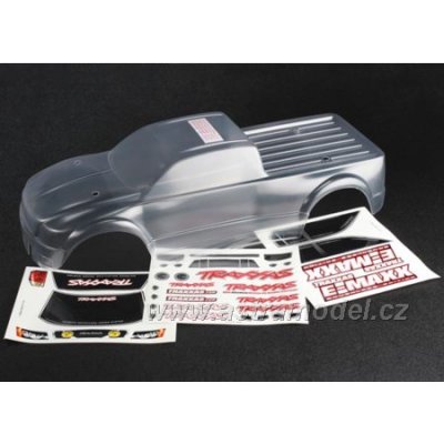 Traxxas karosérie čirá, samolepky: E-Maxx Brushless