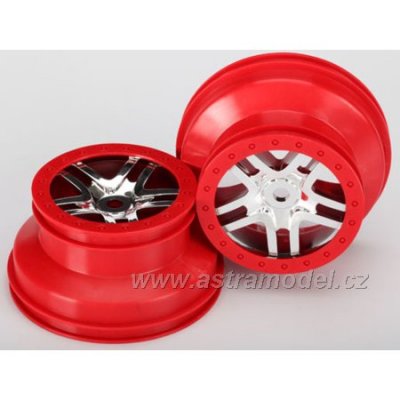 Traxxas disk 2.2/3.0" SCT Split-Spoke stříbrný-červený (2)