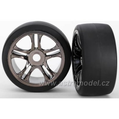 Traxxas kolo, disk Split-Spoke černý chrom, pneu slick S1 (2) (přední)