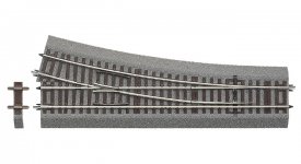 ROCO 42533 H0 WR15 + D8 Výhybka pravá 230mm, R873,5mm/15°